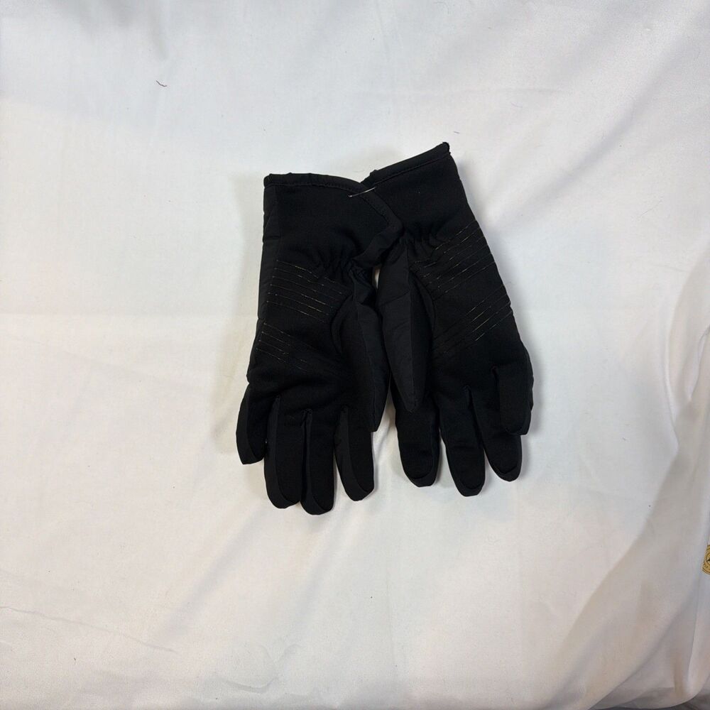 Black Insulated Winter Gloves Polyester Unisex Adults Outdoor Active Wrist